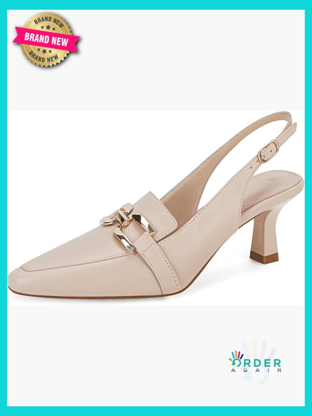 Slingback Kitten Heels Pointed Toe Work Pumps Metal Chain Elegant Closed Toe